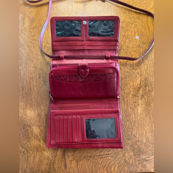 Brighton Love Lock Red Leather Foldover Wallet Crossbody Purse Valentine’s Day - Picture 5 of 13